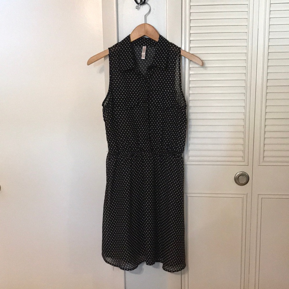 Sheer polka dot shirt dress